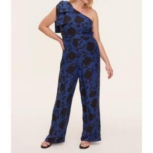 NWT Kate Spade New York‎ Jumpsuit Size  2 Blue OneShoulder Floral WideLeg